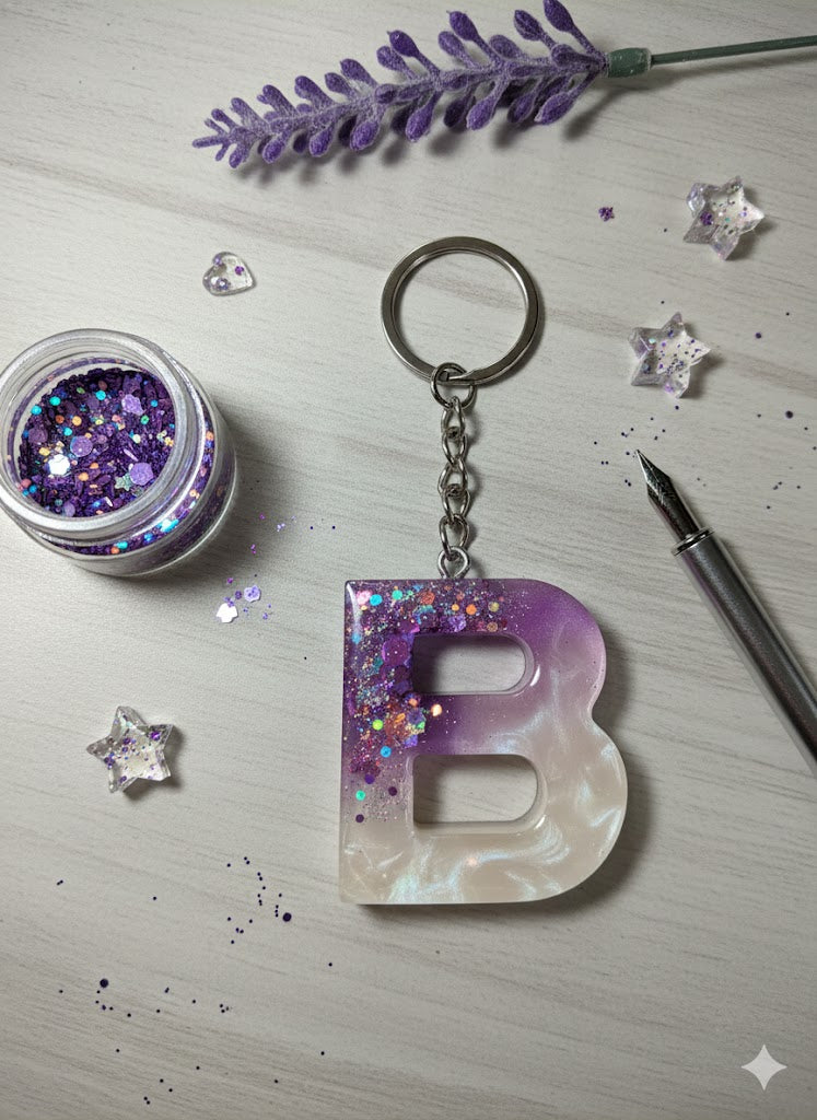 Handmade Resin Alphabet Keychains