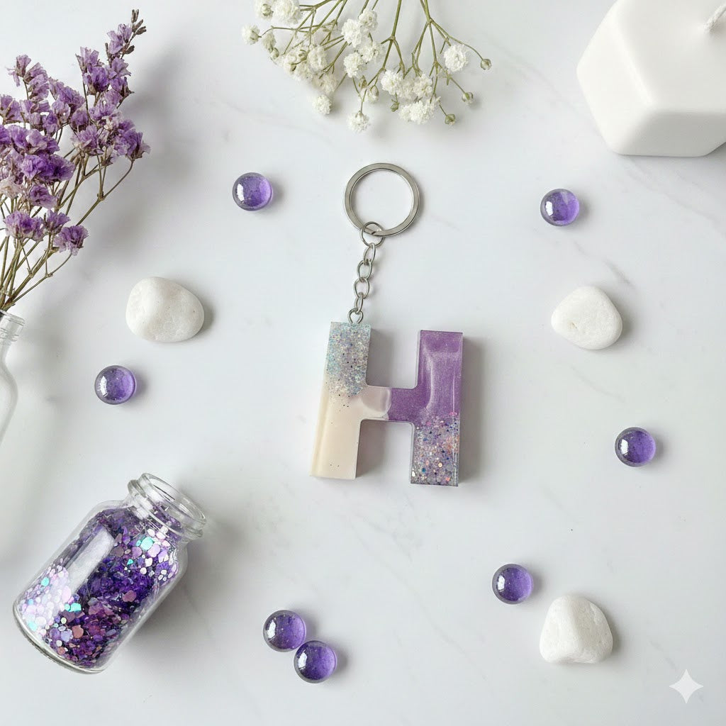 Handmade Resin Alphabet Keychains