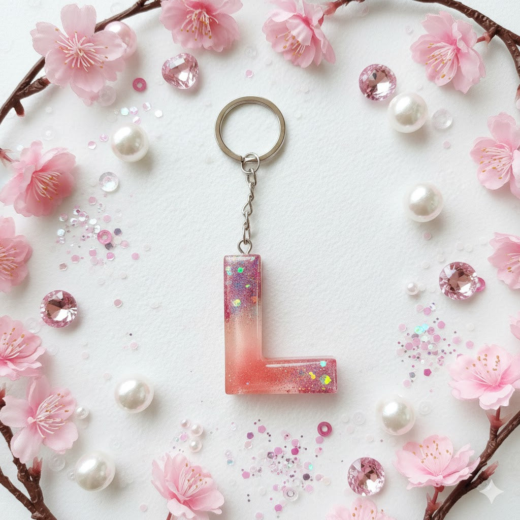 Handmade Resin Alphabet Keychains
