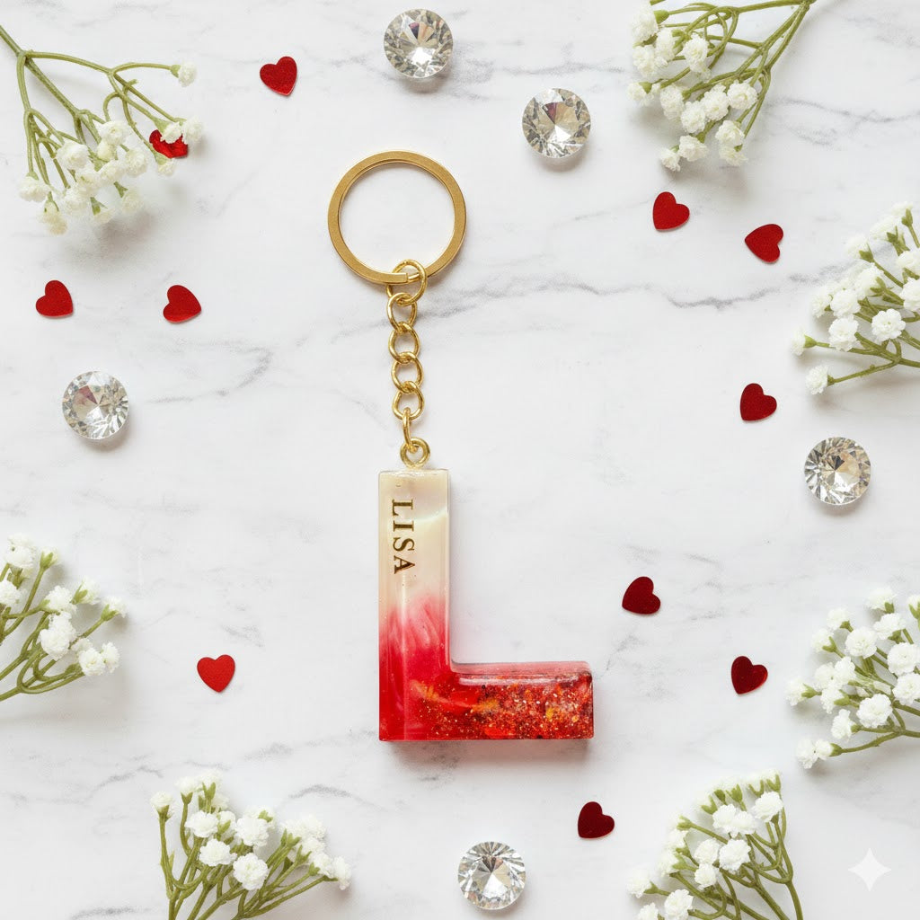 Handmade Resin Alphabet Keychains